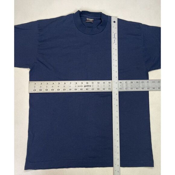 VINTAGE Fruit Of The Loom Blank T-shirt Men Large Blue USA 90s Single Stitch - Picture 6 of 6